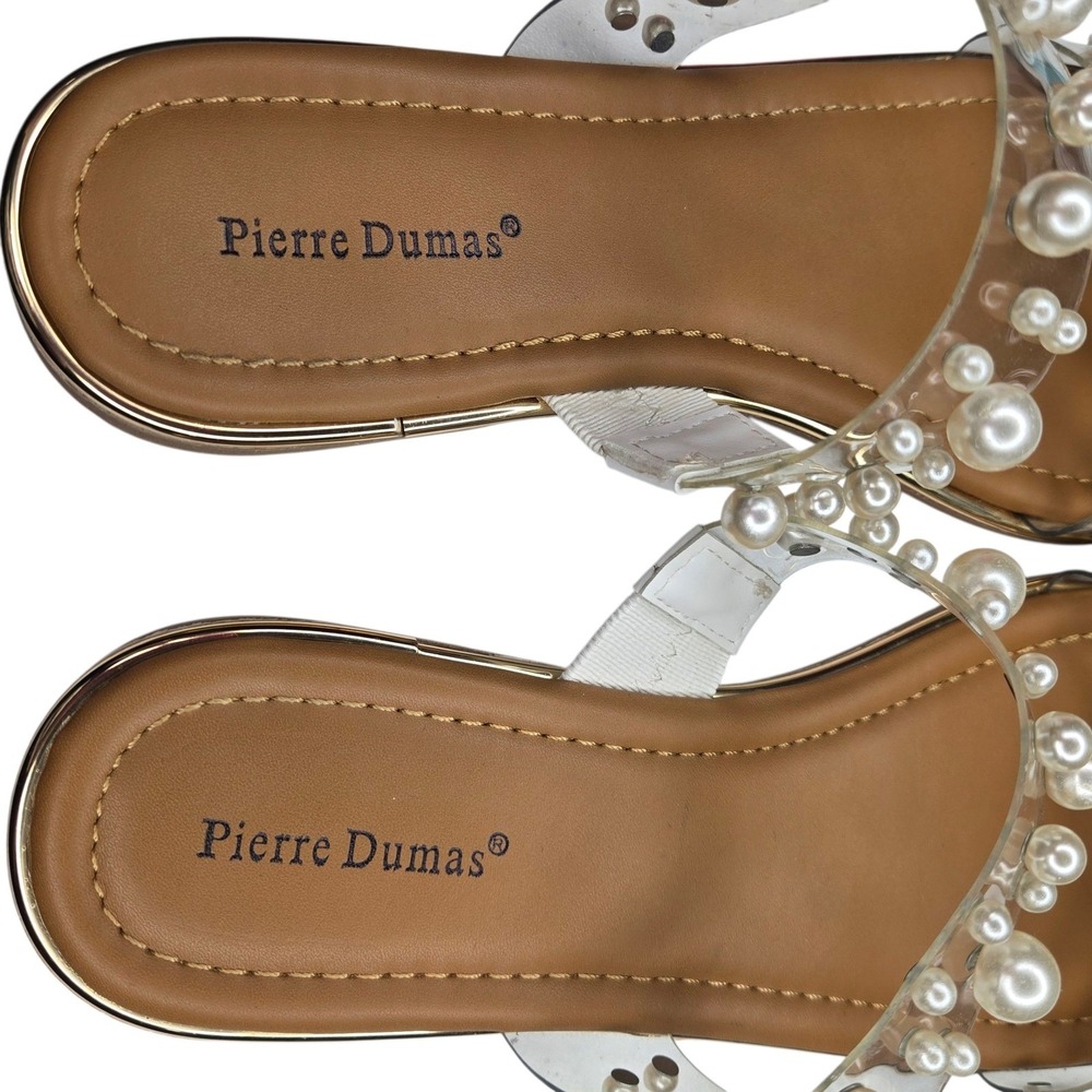 Pierre Dumas Pearl Embellished Lucite Slide Sandals Women's Size 8.5 - Picture 14 of 15
